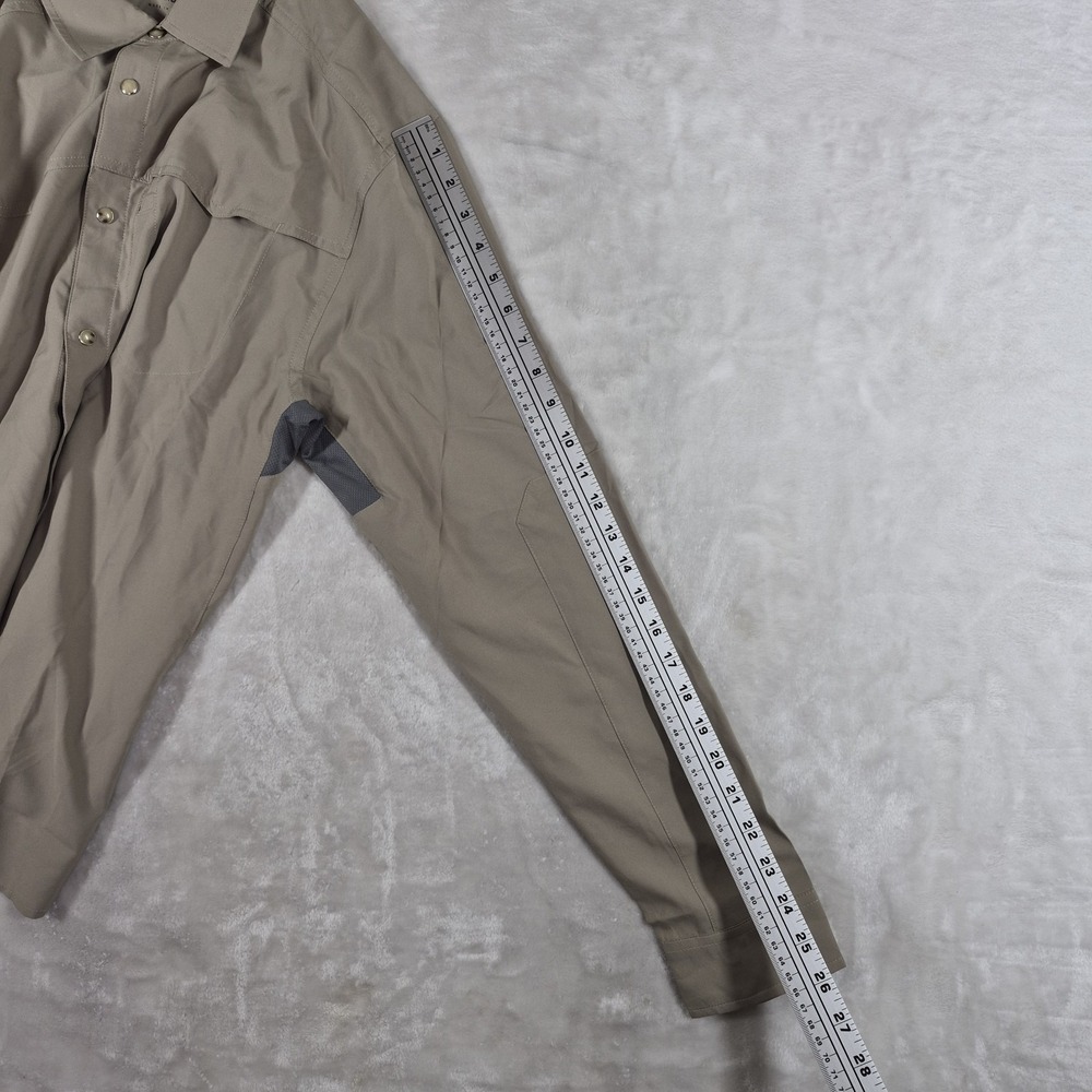 Club Ride Pearl Snap Shirt Men's Large Beige Long Sleeve Cycling Biking Comfort - Picture 4 of 8